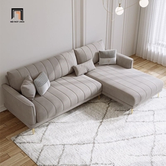 C5 Bộ sofa góc L vải nhung xám GT207 Forli 2m3 x 1m6 nệm ngồi chia ô
