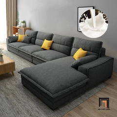 D1 Set ghế sofa góc L đẹp GT109 Vista 3m45 x 1m8 vải nỉ trắng kem