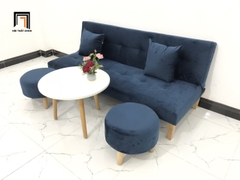 G1 Bộ ghế sofa bed bật giường giá rẻ SFG 1m72 xanh đậm vải nhung