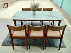 Bộ bàn ăn 6 ghế gia đình 18-KH6-G10-B110 nệm ngồi da