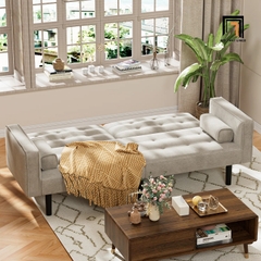 G5 Ghế sofa bed bật giường nhỏ GB20 Willa dài 1m9 màu xám trắng nỉ