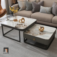 K2 Cặp bàn sofa mặt đá ceramic vuông BSF45 Modany sang trọng