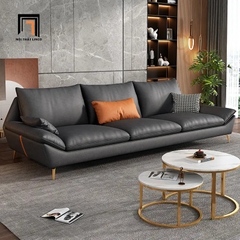 D1 Set ghế sofa phòng khách cao cấp KT34 Maxky da Pu xám đậm