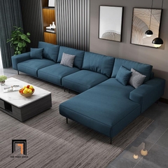 D5 Ghế sofa góc vải nỉ đen GT186 Pesca 3m x 1m6 phòng khách chung cư