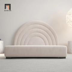 Giường ngủ hình trăng tròn GN34 Bartley vải nhung nỉ