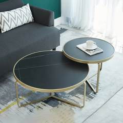 R1 Cặp bàn sofa mặt đá trắng đen BSF17 Crafty khung chân sắt