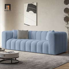 E1 Bộ ghế sofa vải lông cừu màu trắng KT70 Kaisei trang trí xinh xắn