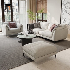 K1 Bộ ghế sofa phòng khách vải nỉ KT89 Riverton vải nỉ xám trắng