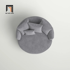 F1 Ghế sofa đơn tròn thư giãn DT11 Syloh 1m2 xám trắng bọc vải
