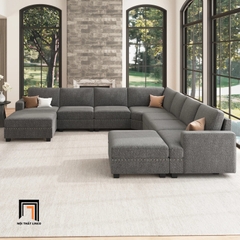 D2 Bộ Sofa U UT13 Anureet Màu Xám Lông Chuột Hiện Đại