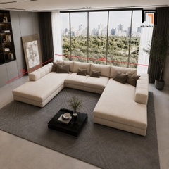 H2 Sofa Chữ U UT67 Loren 3m Đẹp Cho Phòng Khách Gia Đình