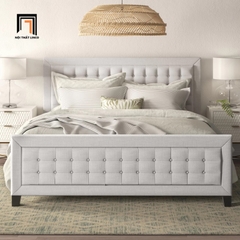 Giường ngủ Âu Mỹ GN25 Kaster màu trắng kem sang trọng