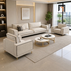 H2 Ghế sofa đơn vải nỉ trắng kem DT69 Dakota chạy viền đen