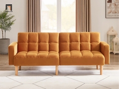 G3 Ghế sofa giường đa năng GB43 Teplyn 1m9 vải nỉ màu cam xinh xắn