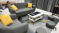 I3 Bộ ghế sofa gia đình nhỏ KL7 BGN màu xám đen vải bố