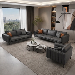 D2 Ghế sofa đơn văn phòng làm việc DT65 Cafin da Pu xám đậm