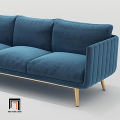 H1 Set 2 ghế sofa phòng khách KT111 Genlis vải nhung chân inox đẹp
