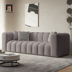 E1 Ghế sofa băng đẹp vải lông cừu BT267 Kaisei dài 2m màu trắng kem