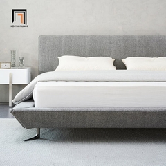 Giường ngủ vải nỉ xám lông chuột GN61 Amaya chân inox