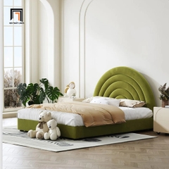 Giường ngủ hình trăng tròn GN34 Bartley vải nhung nỉ