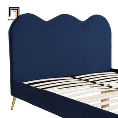 I1 Giường bọc nệm mút mềm GN68 Gidea vải nhung xanh đậm