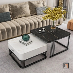 C2 Cặp bàn sofa mặt đá vuông hiện đại BSF35 Dramen cho văn phòng