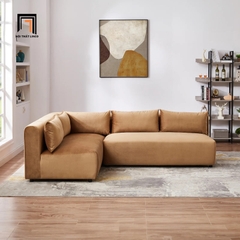 P1 Ghế sofa góc chữ U vải nhung màu cam GT101 Hudson 2m8 x 1m6