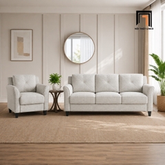 C2 Ghế sofa đơn vải nỉ xám trắng DT114 Lourdez kiểu dáng hiện đại