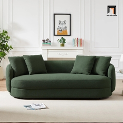 B5 Ghế sofa băng cong xanh lá BT181 Angie dài 2m vải nỉ sảnh chờ