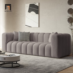 E1 Bộ ghế sofa vải lông cừu màu trắng KT70 Kaisei trang trí xinh xắn