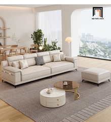B1 Ghế sofa băng da hiện đại BHQ62 Pilton 2m4 da giả xám trắng