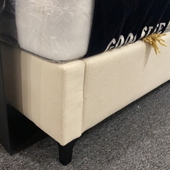 H2 Giường ngủ kiểu dáng trẻ trung GN74 Bagos vải nhung xám trắng