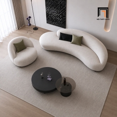B3 Bộ sofa phòng khách KT180 Cruces màu xám trắng kiểu cong