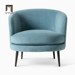 C2 Ghế sofa đơn kiểu cong DT18 Viv vải nhung màu xanh dương