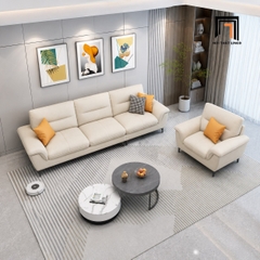 F1 Bộ sofa nỉ trắng kem KT174 Solyn đẹp hiện đại cho phòng khách