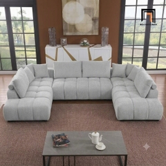 H3 Bộ Ghế Sofa U 3m15 Vải Nỉ Xám Đen UT32 Marigail Hiện Đại