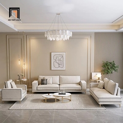 H2 Ghế sofa đơn vải nỉ trắng kem DT69 Dakota chạy viền đen