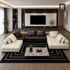 G3 Sofa Chữ U UT24 Seneca Phối Màu Da PU Sang Trọng