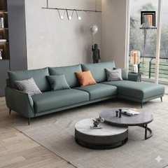 D4 Green faux leather sofa L GT299 Noha 2m6 x 1m6 small space