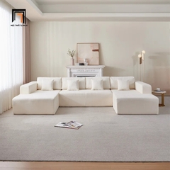 B3 Set Ghế Sofa Chữ U Giá Rẻ UT17 Dade 3m1 Màu Trắng Kem
