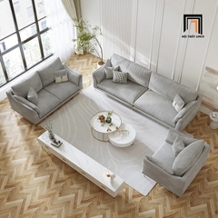 K1 Bộ ghế sofa phòng khách vải nỉ KT89 Riverton vải nỉ xám trắng