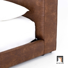 Giường ngủ bọc da giả 1m6 x 2m GN62 Curvy màu nâu