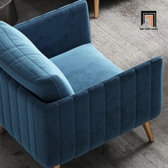 H1 Set 2 ghế sofa phòng khách KT111 Genlis vải nhung chân inox đẹp