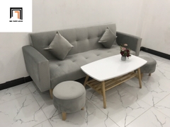 J2 Bộ ghế sofa giường bật nằm SFGTV 2m xám trắng vải nhung