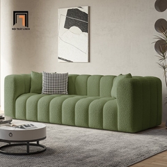 E1 Ghế sofa băng đẹp vải lông cừu BT267 Kaisei dài 2m màu trắng kem