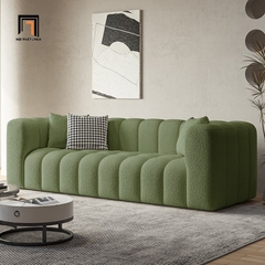 E1 Bộ ghế sofa vải lông cừu màu trắng KT70 Kaisei trang trí xinh xắn