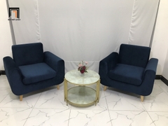 T2 Ghế sofa đơn 1 nệm ngồi màu xanh đậm NS04 vải nỉ nhung