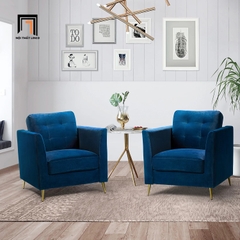 P2 Ghế sofa đơn vải nhung xanh lá DT3 Roxanne cho phòng khách