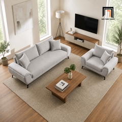 E3 Bộ sofa xám trắng KT182 Creamy đẹp hiện đại cho phòng khách