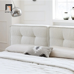 Giường ngủ vải lông cừu GN33 Darcy màu trắng kem